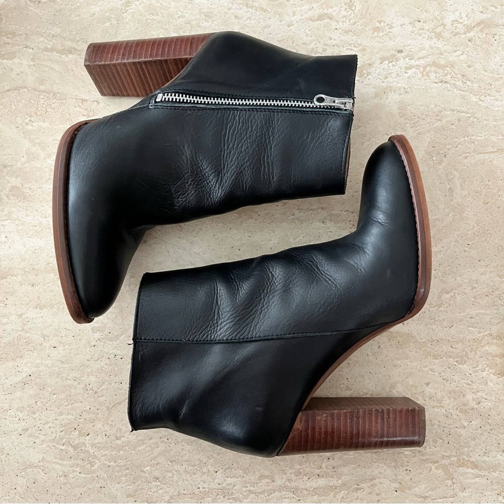 Black Leather High Heeled Ankle Boots by Office Size 40